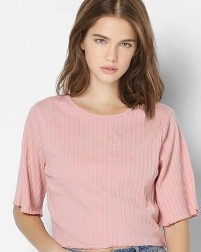 ribbed round-neck top