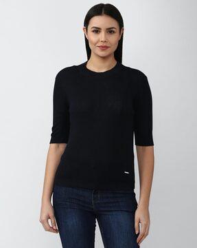 ribbed round-neck top