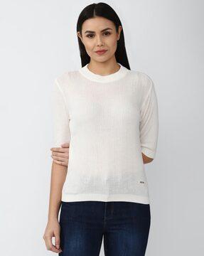 ribbed round-neck top