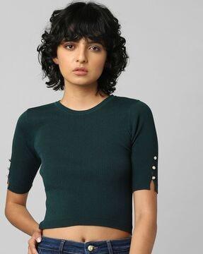 ribbed round-neck top