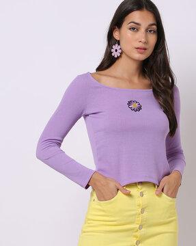 ribbed round-neck top