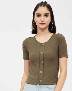 ribbed round-neck top