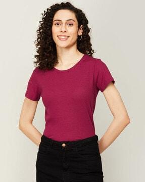 ribbed round-neck top