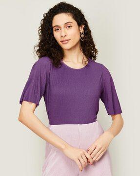 ribbed round-neck top