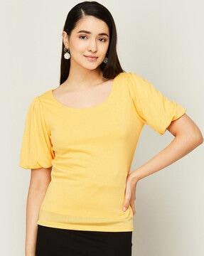 ribbed round-neck top