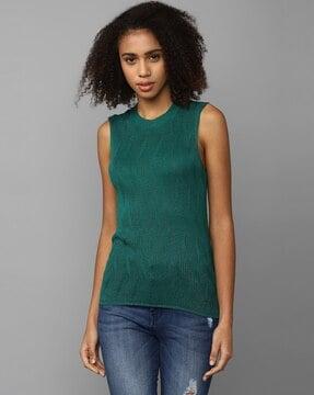 ribbed round-neck top