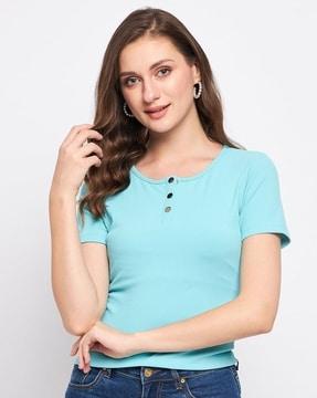 ribbed round-neck top