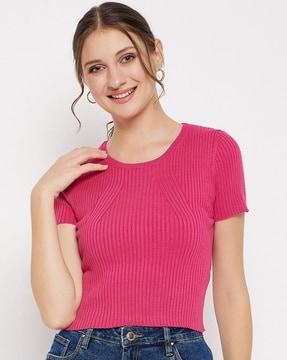 ribbed round-neck top