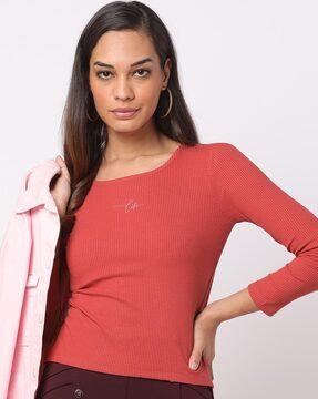 ribbed round-neck top