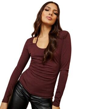 ribbed round-neck top