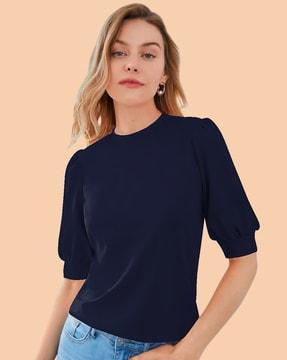 ribbed round-neck top