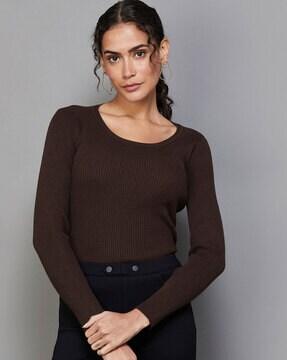 ribbed round-neck top