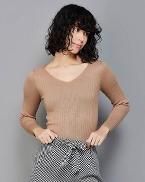 ribbed round neck top