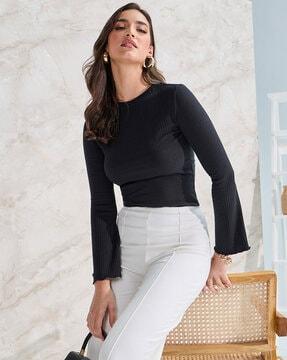 ribbed round-neck top