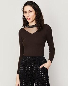 ribbed round-neck top