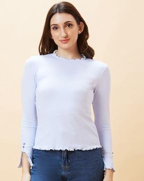 ribbed round-neck top