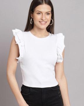 ribbed round-neck top