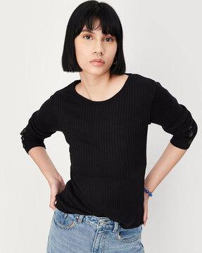 ribbed round-neck top