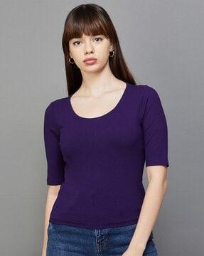 ribbed round-neck top