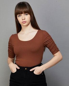 ribbed round-neck top