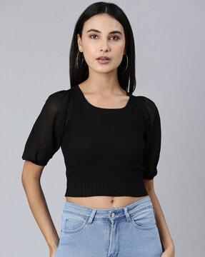 ribbed round-neck top