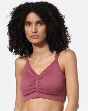 ribbed ruched sports bra