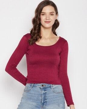 ribbed scoop-neck top