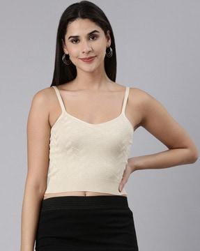 ribbed scoop-neck top