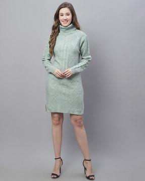 ribbed sheath high-neck dress