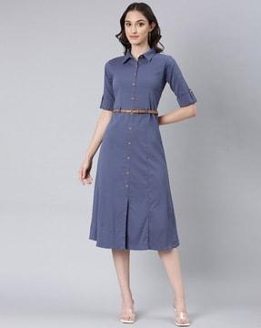 ribbed shirt dress with belt