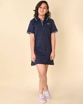 ribbed shirt dress with embroidered logo