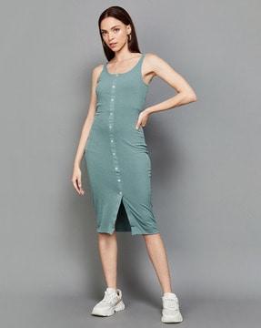 ribbed sleeveless bodycon dress