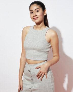 ribbed sleeveless crop top