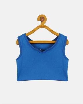 ribbed sleeveless round-neck top