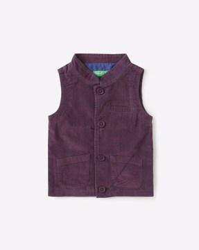 ribbed sleeveless waistcoat with patch pockets