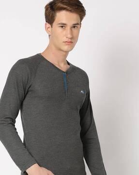 ribbed slim fit henley t-shirt