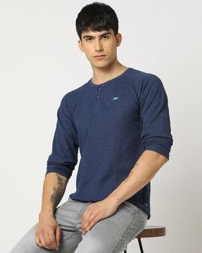 ribbed slim fit henley t-shirt