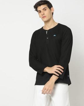 ribbed slim fit henley t-shirt