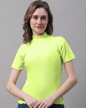 ribbed slim fit high-neck top
