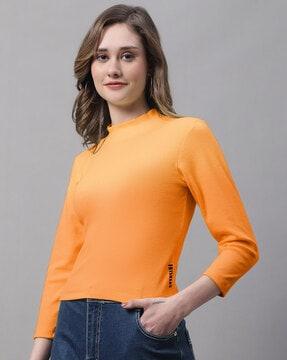 ribbed slim fit high-neck top