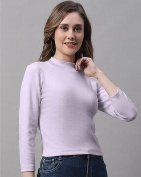 ribbed slim fit high-neck top