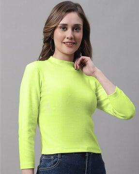 ribbed slim fit high-neck top