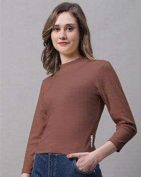 ribbed slim fit high-neck top