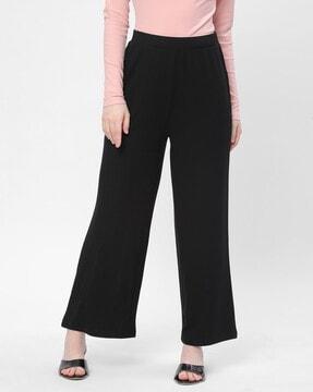 ribbed slim fit pants with elasticated waist