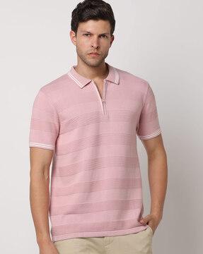 ribbed slim fit polo t-shirt