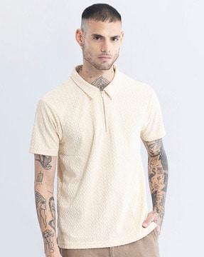 ribbed slim fit polo t-shirt