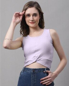 ribbed slim fit round-neck crop top