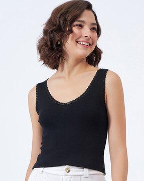 ribbed slim fit sleeveless top