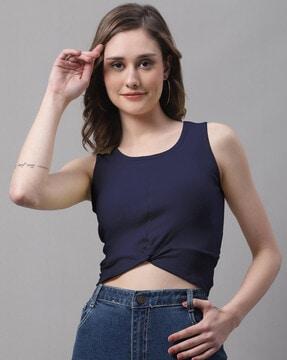 ribbed slim fit twisted crop top