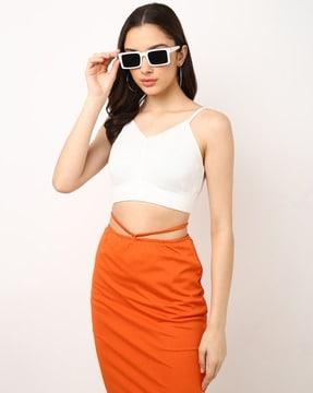 ribbed slim fit v-neck crop top